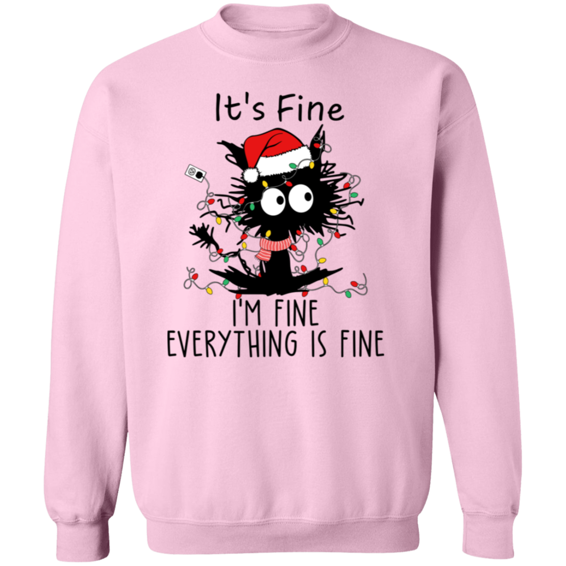 Cat Christmas I'm Fine Pullover Sweatshirt