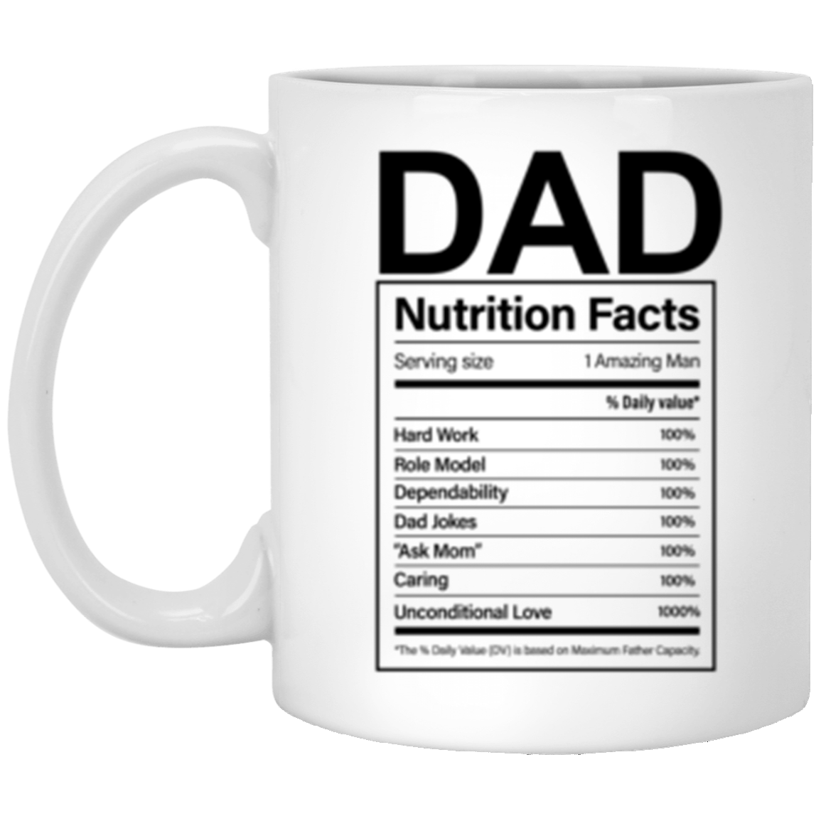 Dad Nutrition Facts 11oz White Mug