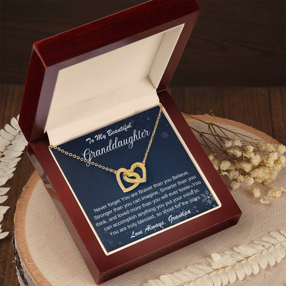 To My Beautiful Granddaughter | You Can Accomplish Anything | Interlocking Hearts Necklace Gift