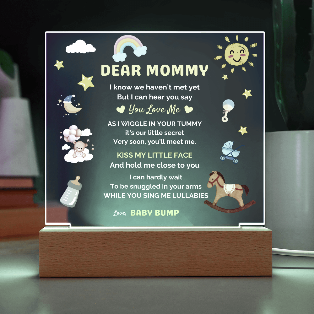 Dear Mommy | " I Can't Wait To Meet You " | Acrylic Square Lamp Gift❤️