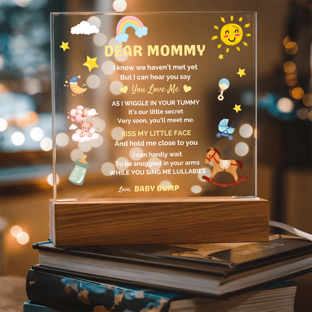 Dear Mommy | " I Can't Wait To Meet You " | Acrylic Square Lamp Gift❤️