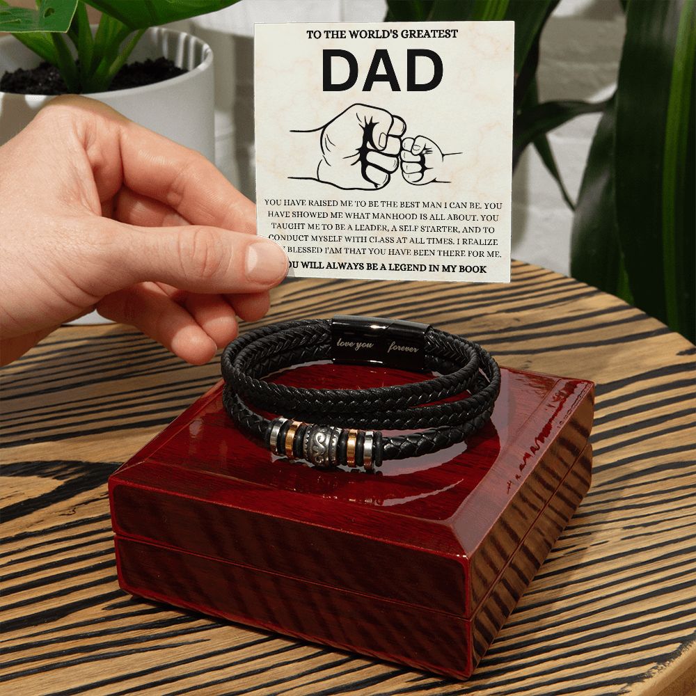 To The Worlds Greatest Dad | Thank You For Raising Me To Be A Man | Men's "Love You Forever" Bracelet Gift