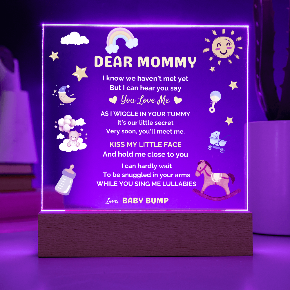Dear Mommy | " I Can't Wait To Meet You " | Acrylic Square Lamp Gift❤️