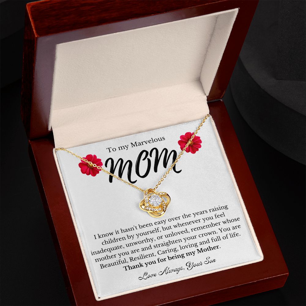 To My Marvelous Mom | Thank You For Being My Mother | Love Knot Necklace