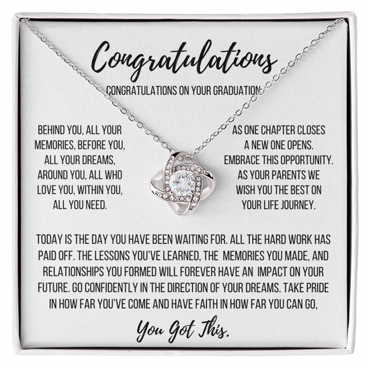 Congratulations On Your Big Day | Have Faith In How Far You Can Go | Love Knot Necklace Gift