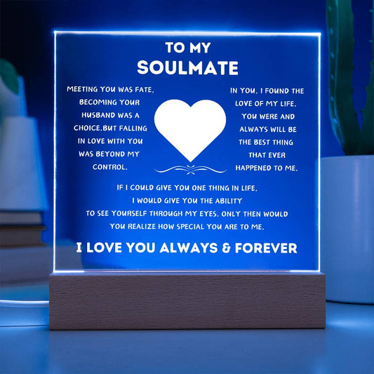 To My Soulmate |  I Found The Love Of My Life | Acrylic Square Plaque Gift Idea