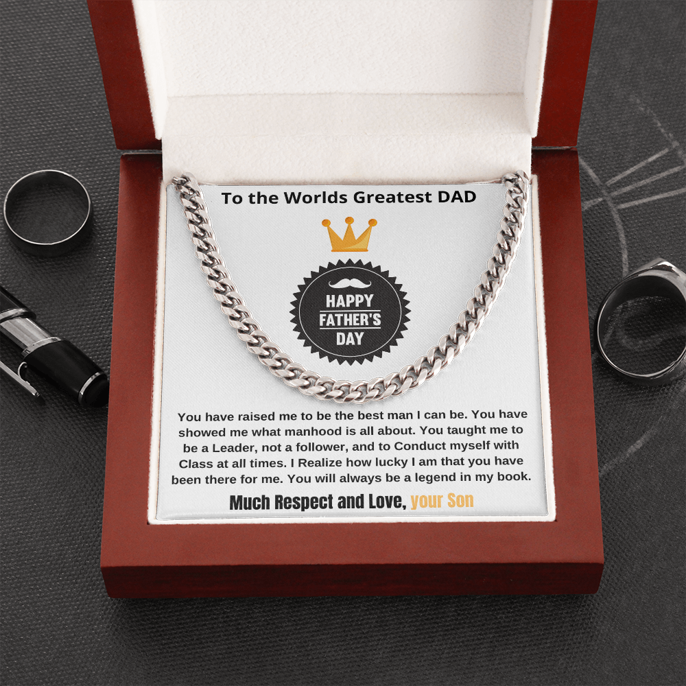 WORLDS GREATEST DAD | HAPPY FATHERS DAY | Cuban Link Chain Necklace