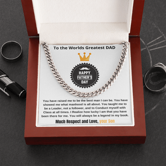 WORLDS GREATEST DAD | HAPPY FATHERS DAY | Cuban Link Chain Necklace