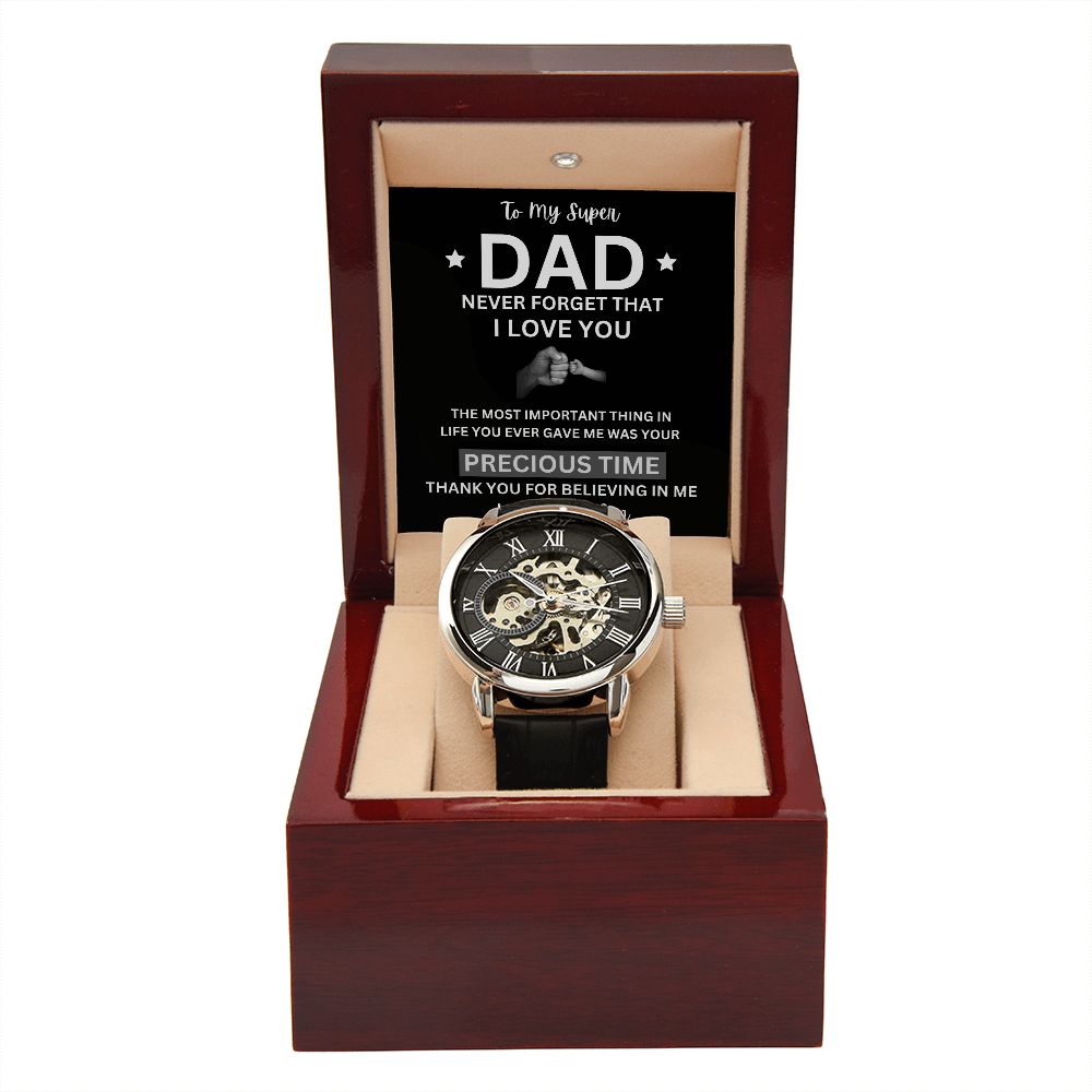 To My Super Dad | Men's Openwork Watch | Thanks For Giving Me Your Time Gift Watch