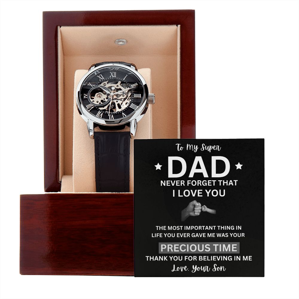 To My Super Dad | Men's Openwork Watch | Thanks For Giving Me Your Time Gift Watch