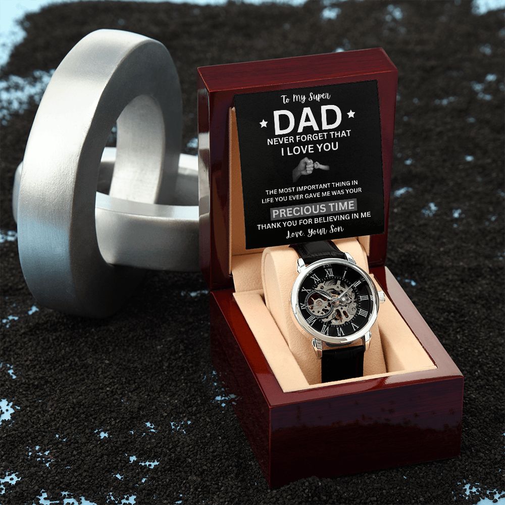 To My Super Dad | Men's Openwork Watch | Thanks For Giving Me Your Time Gift Watch