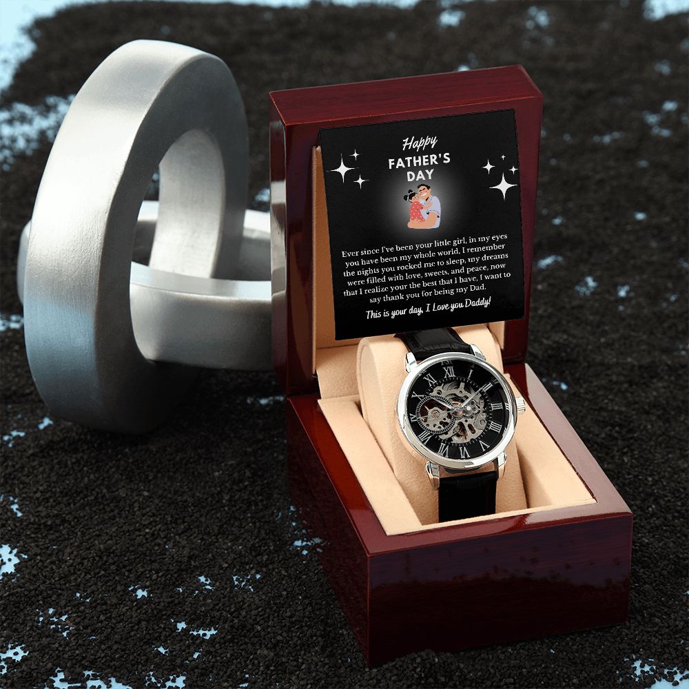 Happy Fathers Day | Thank You  For Being My Dad | Men's Openwork Watch Gift