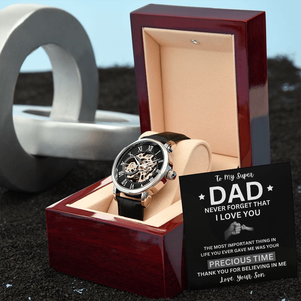 To My Super Dad | Men's Openwork Watch | Thanks For Giving Me Your Time Gift Watch