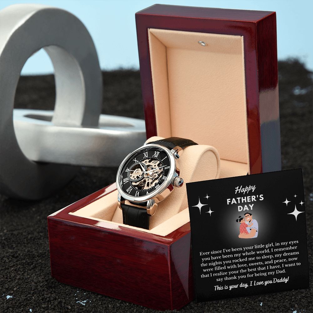 Happy Fathers Day | Thank You  For Being My Dad | Men's Openwork Watch Gift