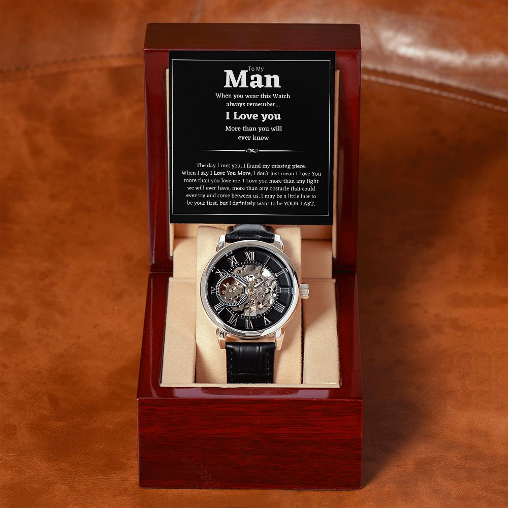 To My Man | I Love You More Than You'll Ever Know | Men's Openwork Watch | Gift For Men