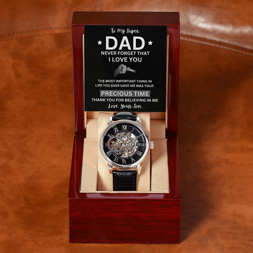 To My Super Dad | Men's Openwork Watch | Thanks For Giving Me Your Time Gift Watch