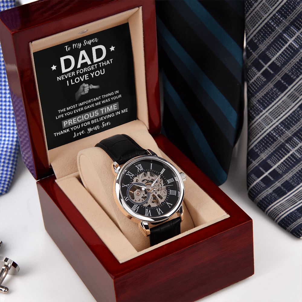 To My Super Dad | Men's Openwork Watch | Thanks For Giving Me Your Time Gift Watch