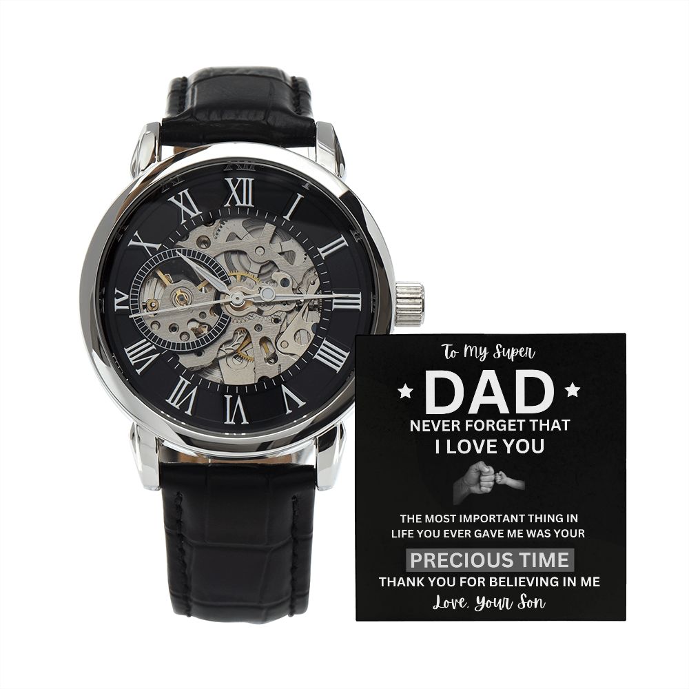 To My Super Dad | Men's Openwork Watch | Thanks For Giving Me Your Time Gift Watch