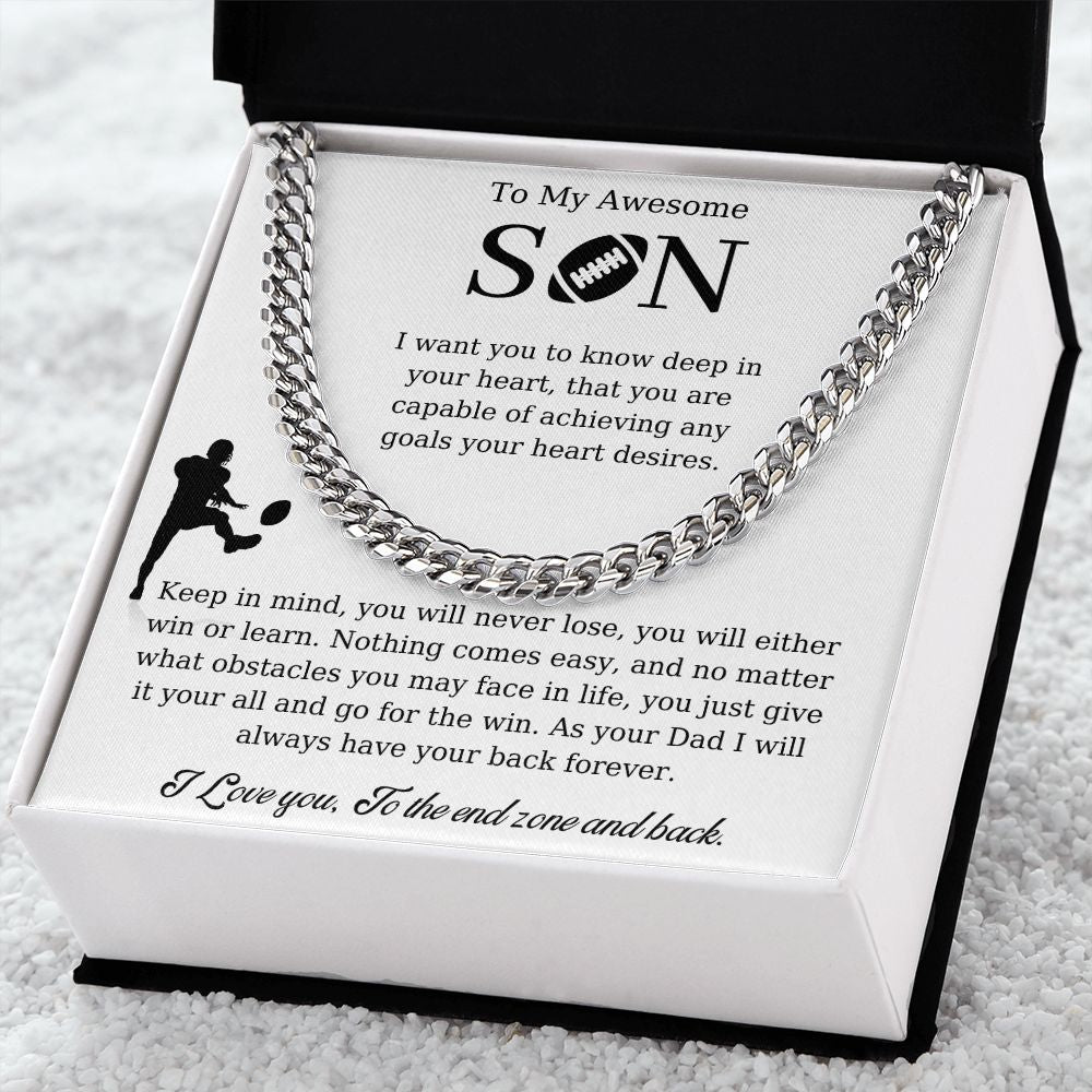 To My Awesome Son | Cuban Link Chain | Necklace For Son