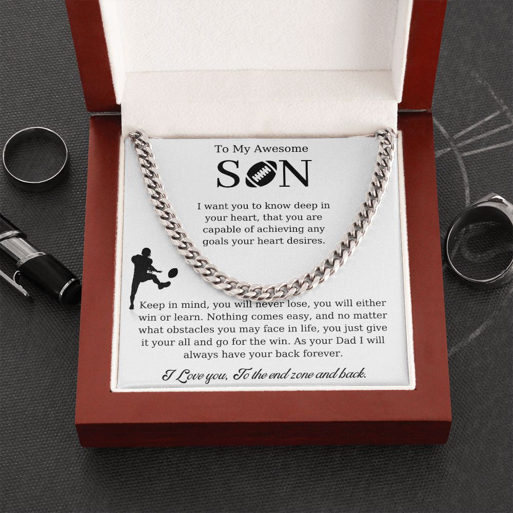 To My Awesome Son | Cuban Link Chain | Necklace For Son