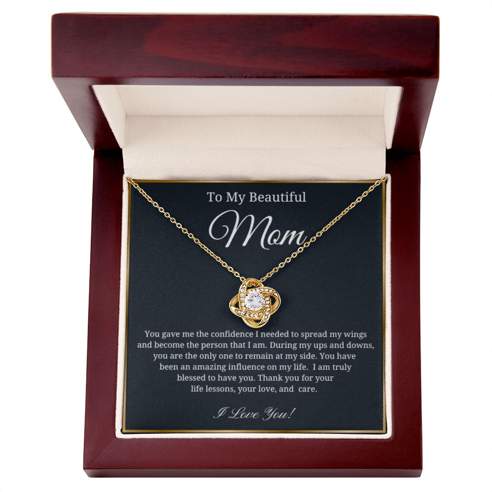To My Beautiful Mom | Thank You For Your Life Lessons | Love Knot Necklace