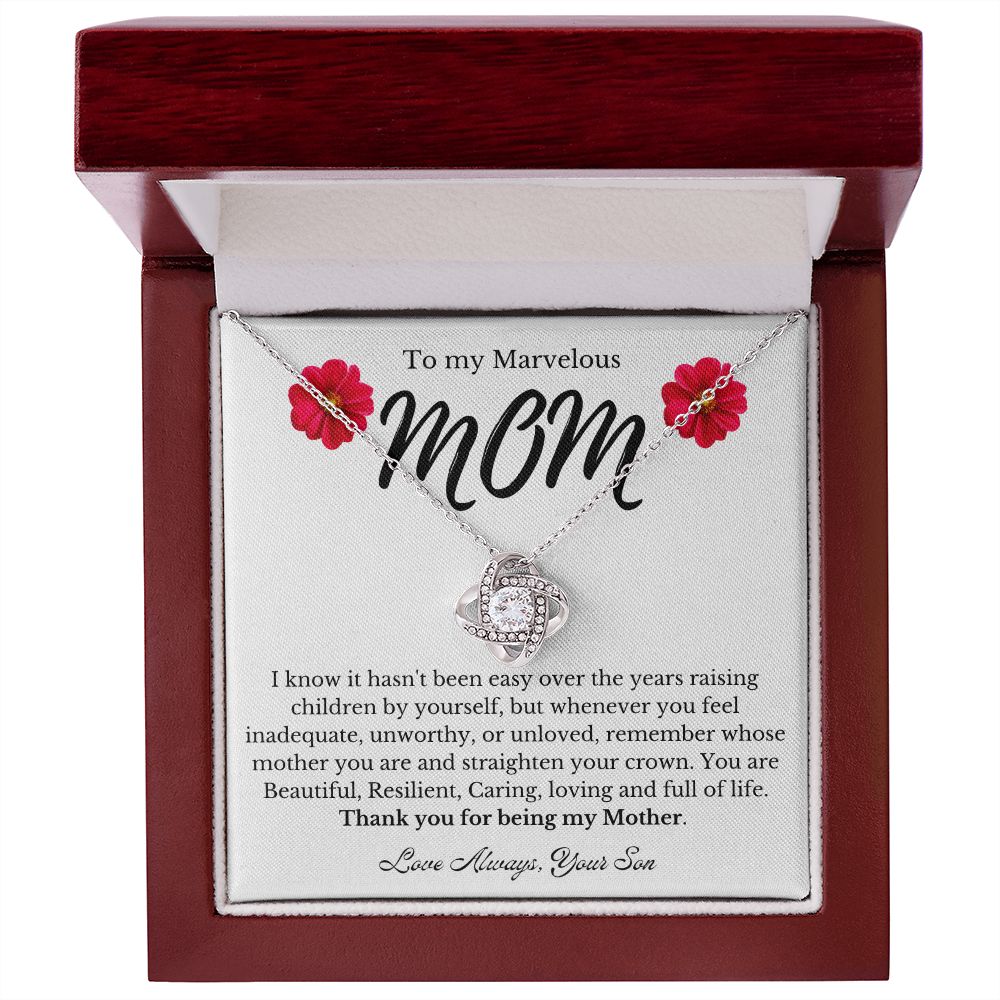 To My Marvelous Mom | Thank You For Being My Mother | Love Knot Necklace
