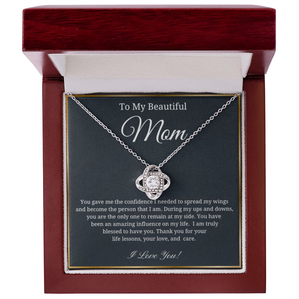 To My Beautiful Mom | Thank You For Your Life Lessons | Love Knot Necklace
