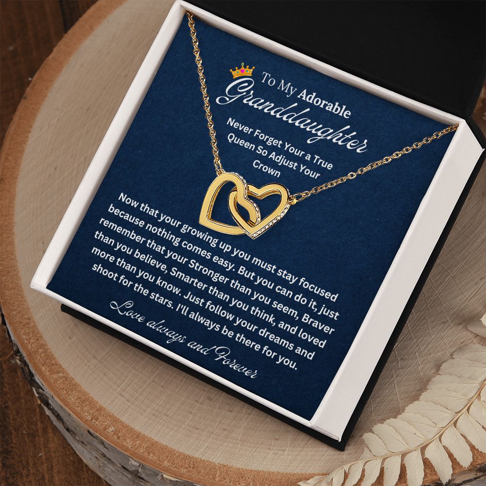 To My Granddaughter | Necklace For Granddaughter | Interlocking Hearts