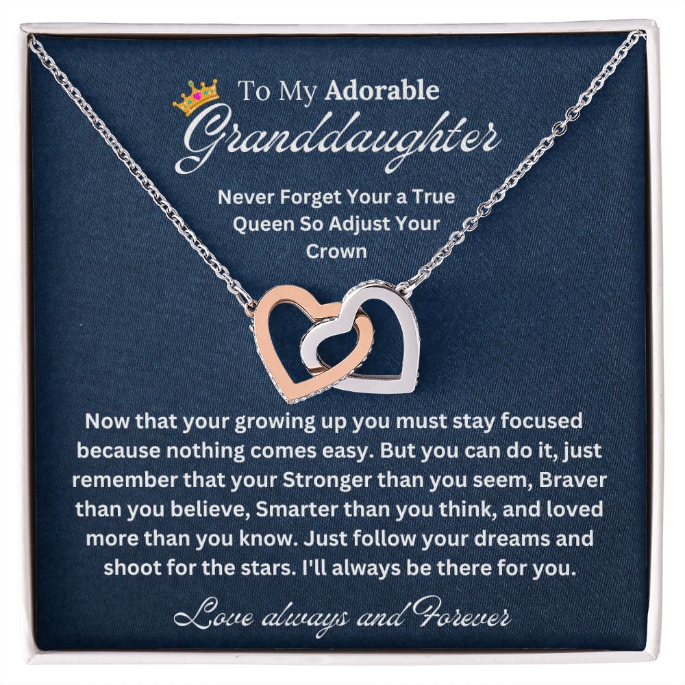 To My Granddaughter | Necklace For Granddaughter | Interlocking Hearts