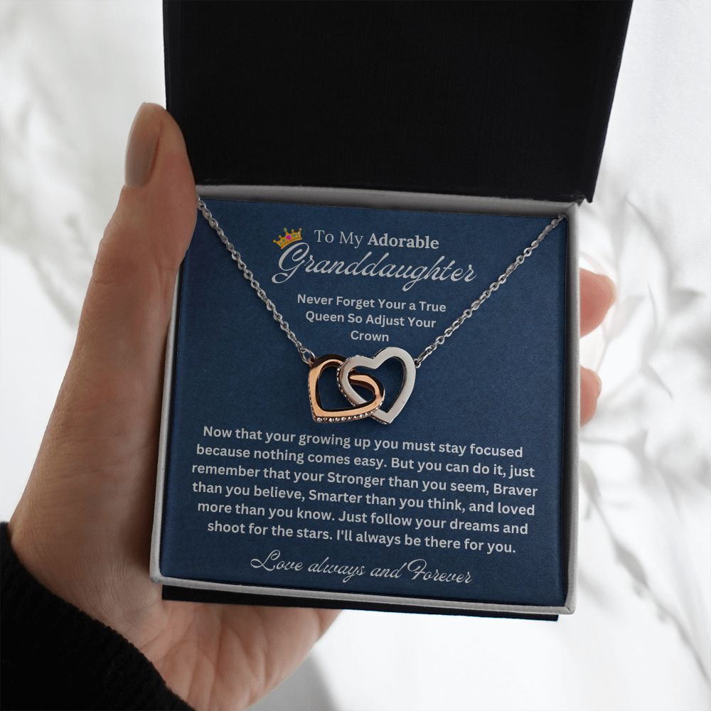 To My Granddaughter | Necklace For Granddaughter | Interlocking Hearts