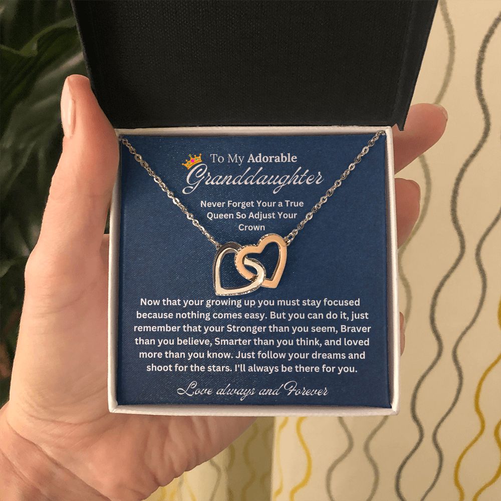 To My Granddaughter | Necklace For Granddaughter | Interlocking Hearts