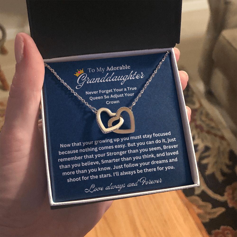 To My Granddaughter | Necklace For Granddaughter | Interlocking Hearts