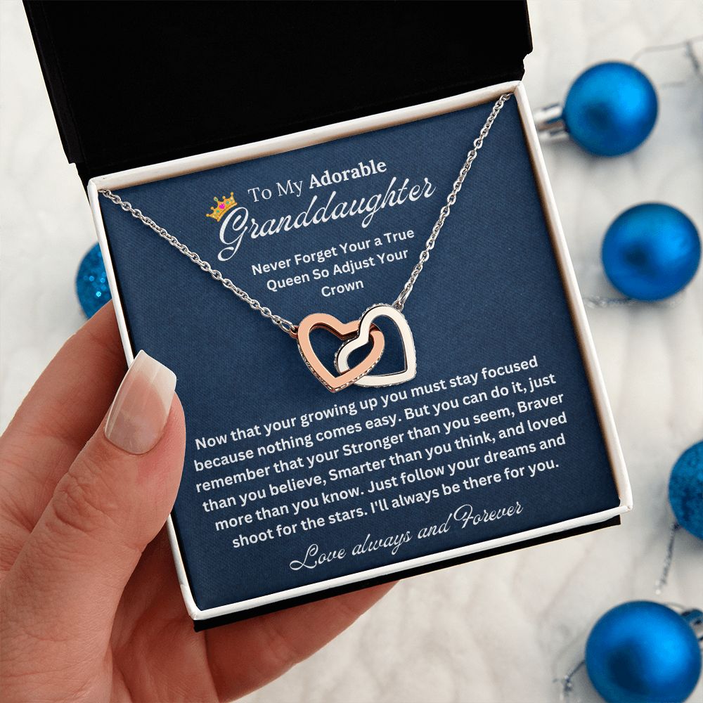 To My Granddaughter | Necklace For Granddaughter | Interlocking Hearts