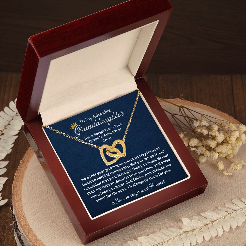 To My Granddaughter | Necklace For Granddaughter | Interlocking Hearts