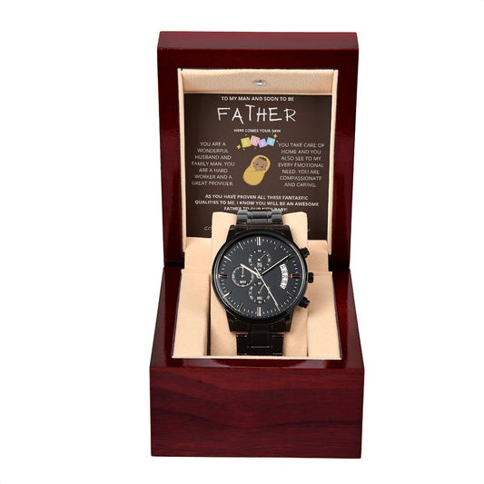 Brand New Father | Black Chronograph Watch | Your Going To Be A Dad Gift Watch