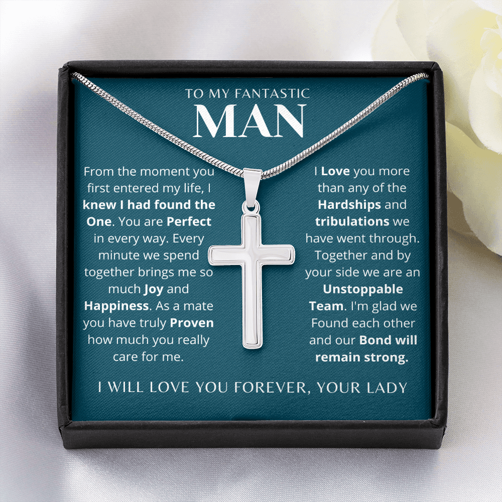 To My Fantastic Man | artisan-crafted Stainless Steel Cross Necklace