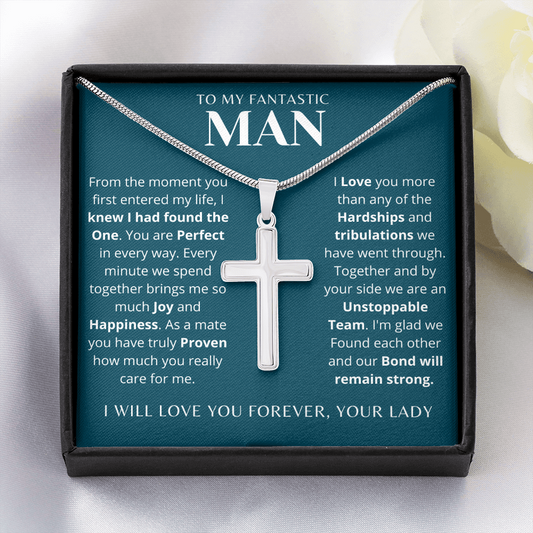 To My Fantastic Man | artisan-crafted Stainless Steel Cross Necklace