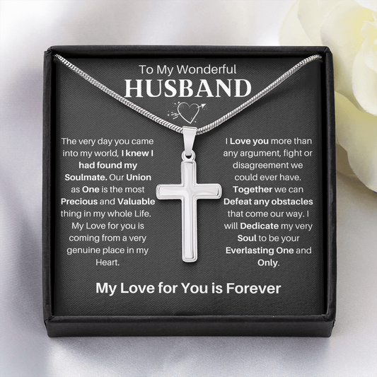 To My Husband |  Artisan-crafted Stainless Steel Cross Necklace