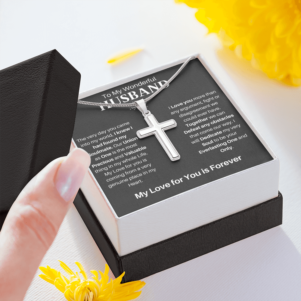 To My Husband |  Artisan-crafted Stainless Steel Cross Necklace