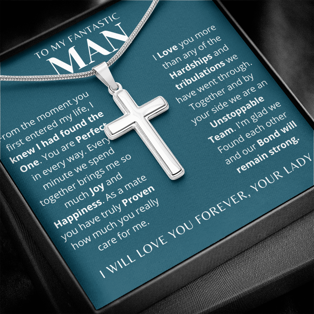To My Fantastic Man | artisan-crafted Stainless Steel Cross Necklace