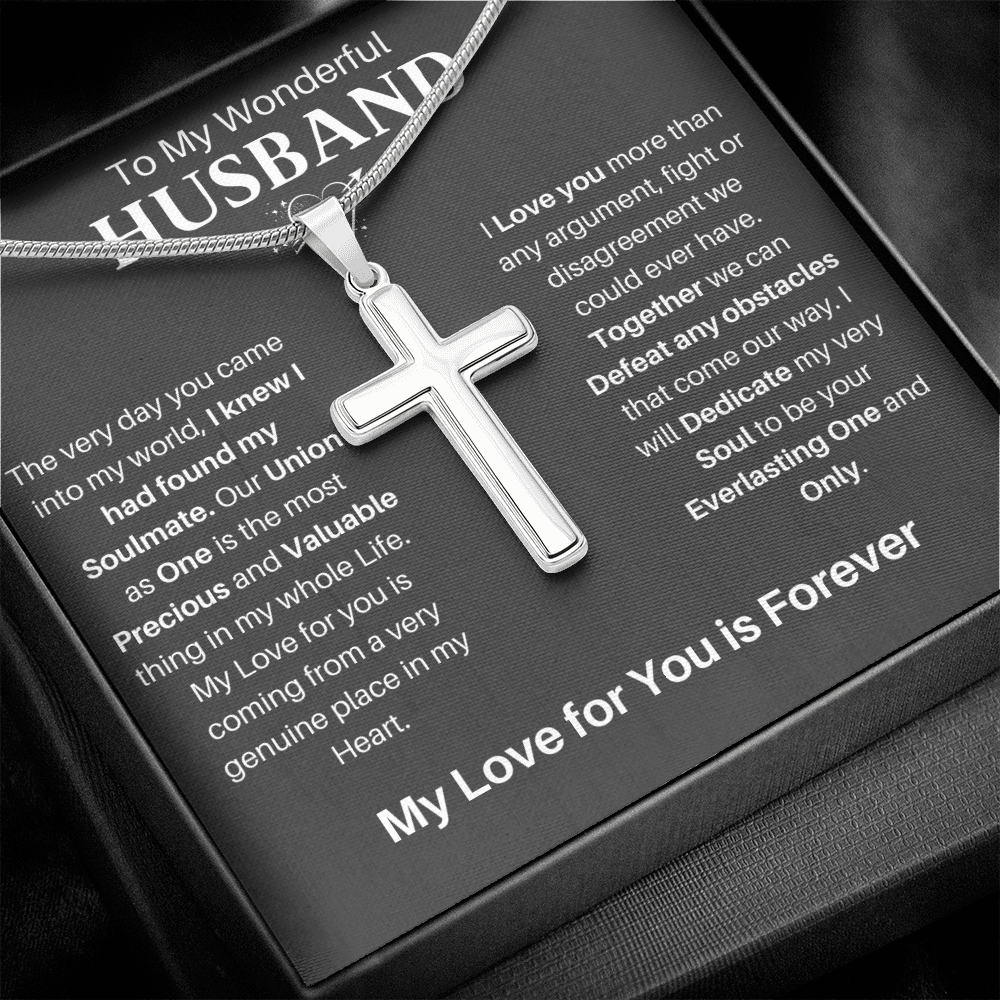 To My Husband |  Artisan-crafted Stainless Steel Cross Necklace