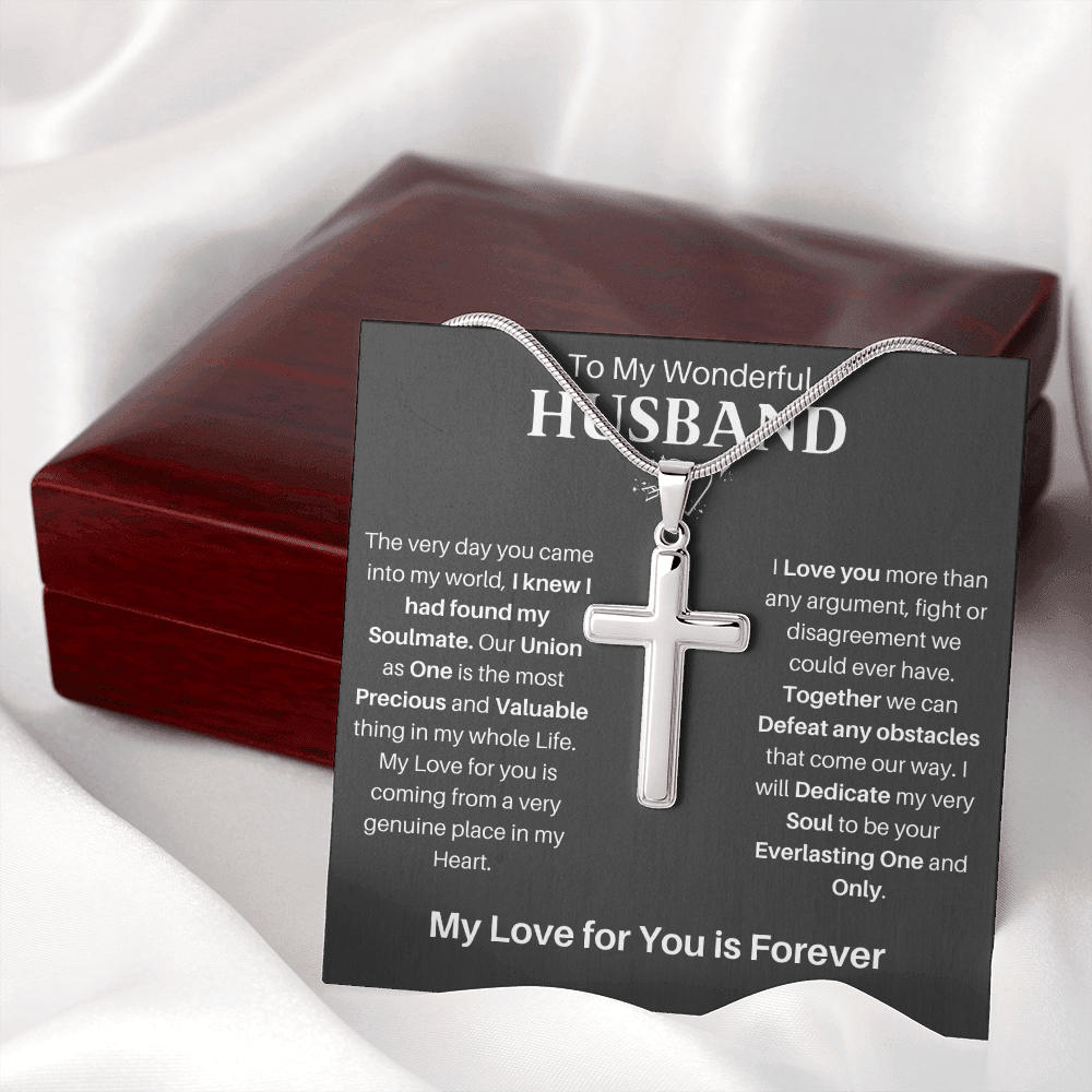 To My Husband |  Artisan-crafted Stainless Steel Cross Necklace