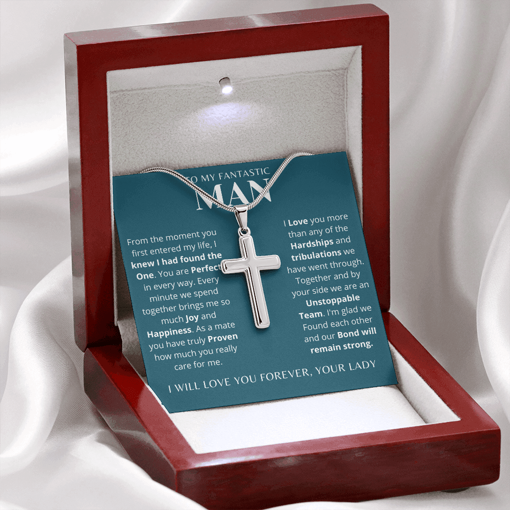 To My Fantastic Man | artisan-crafted Stainless Steel Cross Necklace