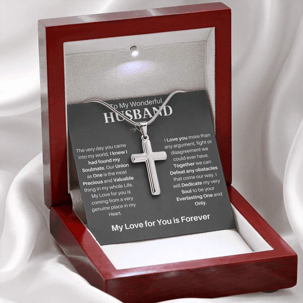 To My Husband |  Artisan-crafted Stainless Steel Cross Necklace