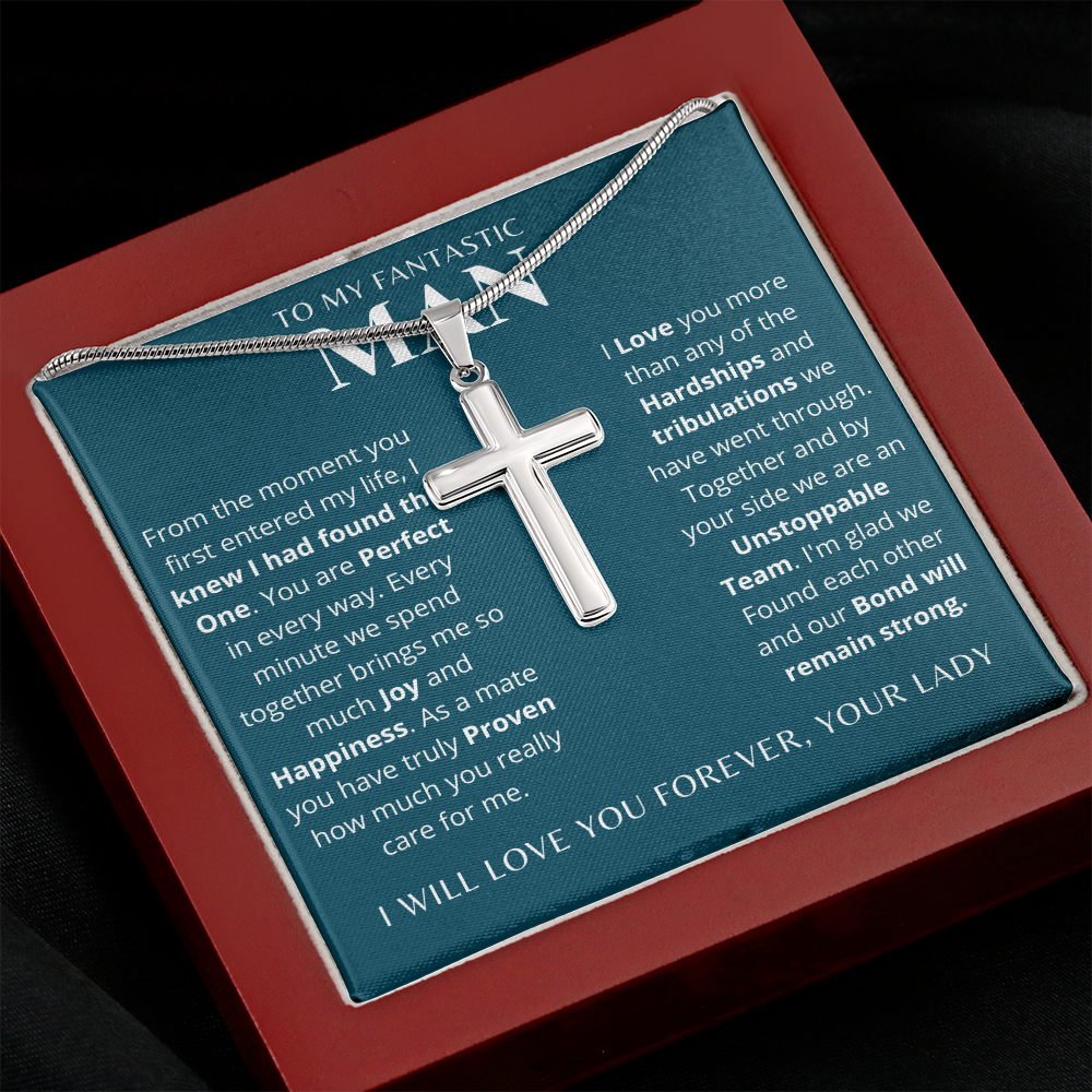 To My Fantastic Man | artisan-crafted Stainless Steel Cross Necklace