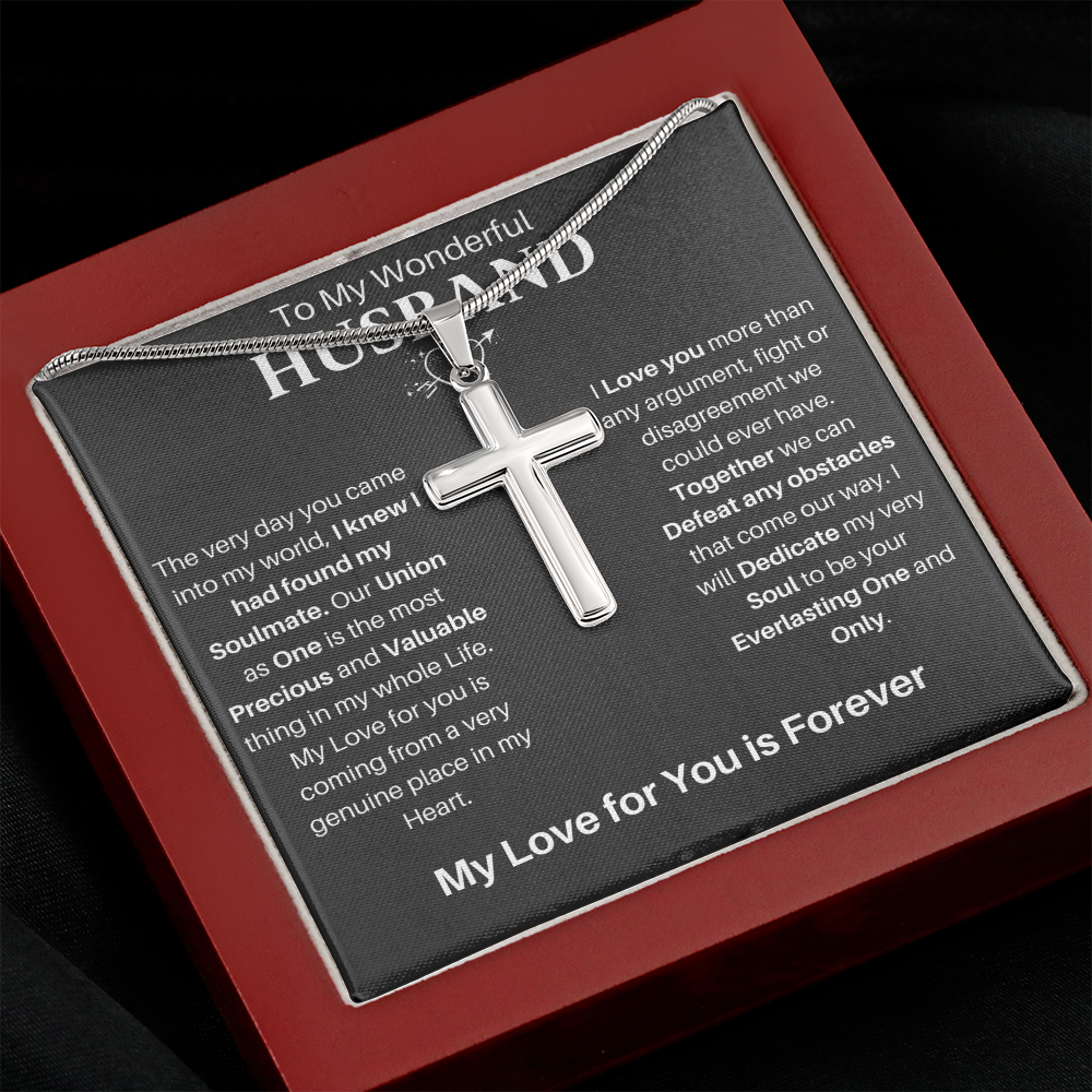 To My Husband |  Artisan-crafted Stainless Steel Cross Necklace